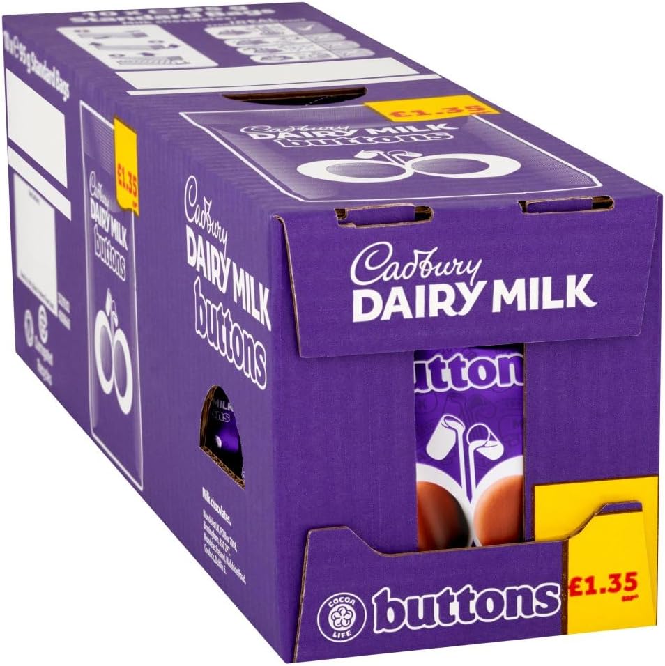 Cadbury Dairy Milk Buttons Chocolate Bag 95g (Pack of 10)