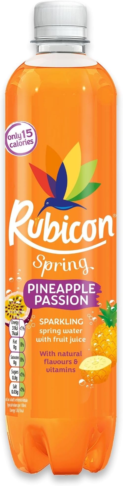 Rubicon Spring Pineapple Passion Flavoured Sparkling Spring Water, 500 ml (Pack of 12)