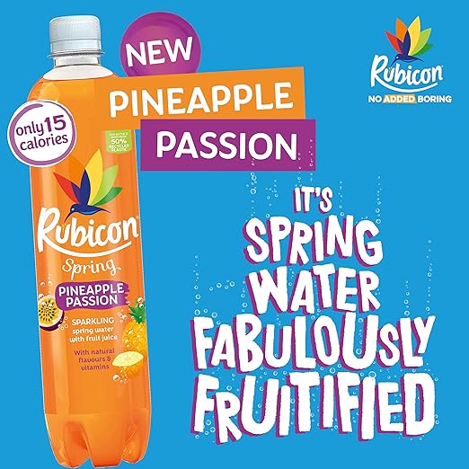 Rubicon Spring Pineapple Passion Flavoured Sparkling Spring Water, 500 ml (Pack of 12)