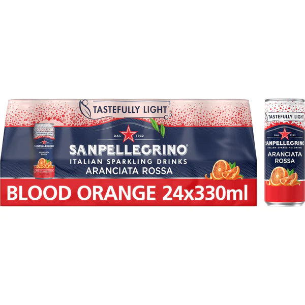 San Pellegrino Blood Orange Can, 330 ml, (Pack of 24)