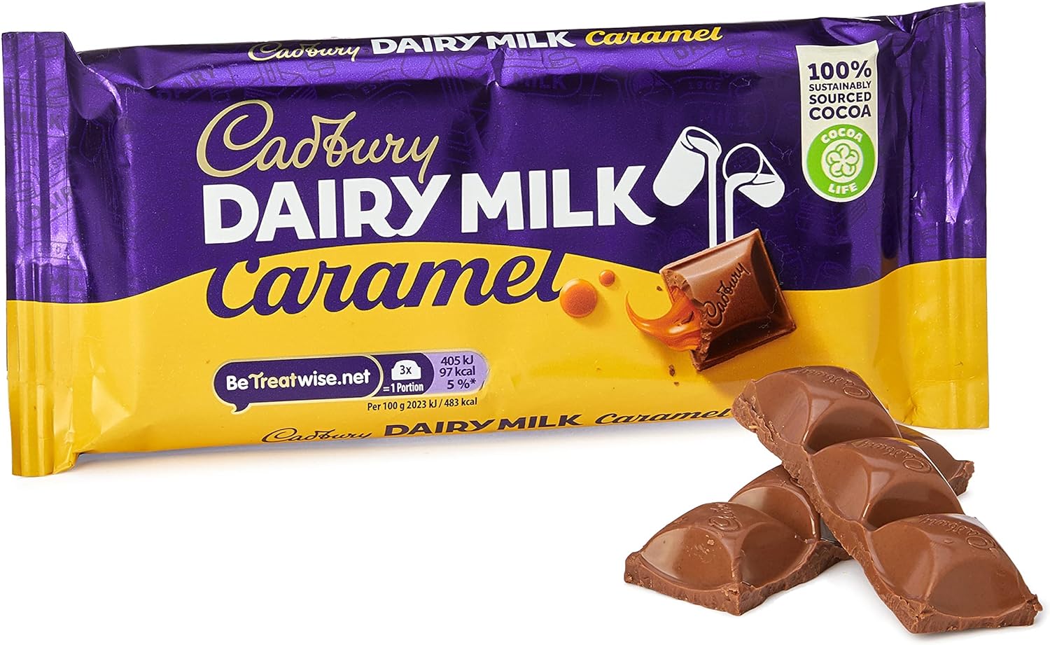 Cadbury Dairy Milk Caramel Chocolate Bar 120g (Pack of 16)