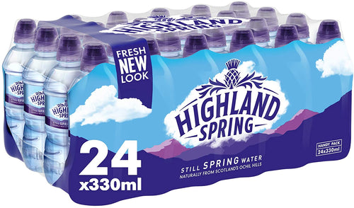 Highland Spring Still Spring Water Sport Cap, 24x330ml