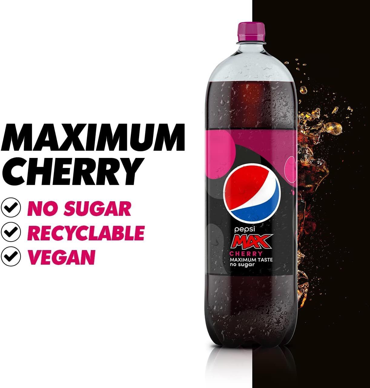 Pepsi Max Cherry No Sugar Cola 2L Pack of 6